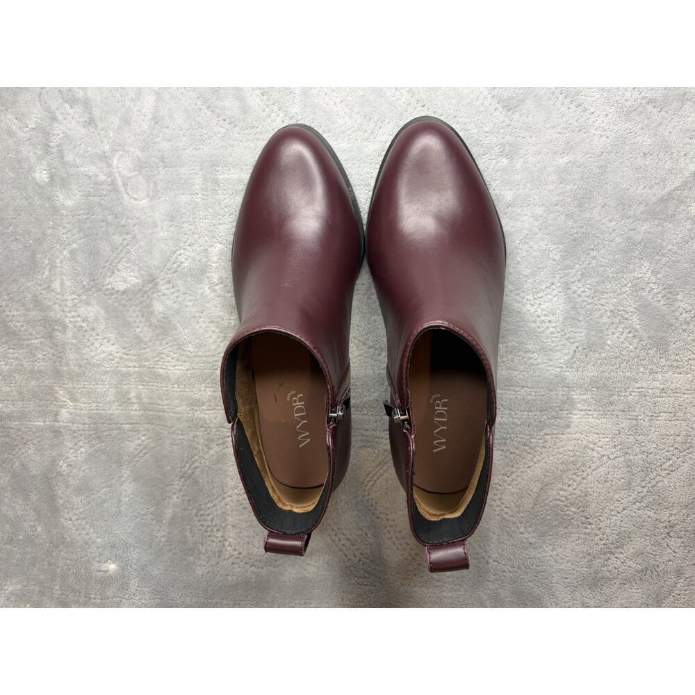 WYDR Studios Metro Muse Everyday Zip Bootie Wine Red Leather Women's Size 9 - Picture 7 of 10